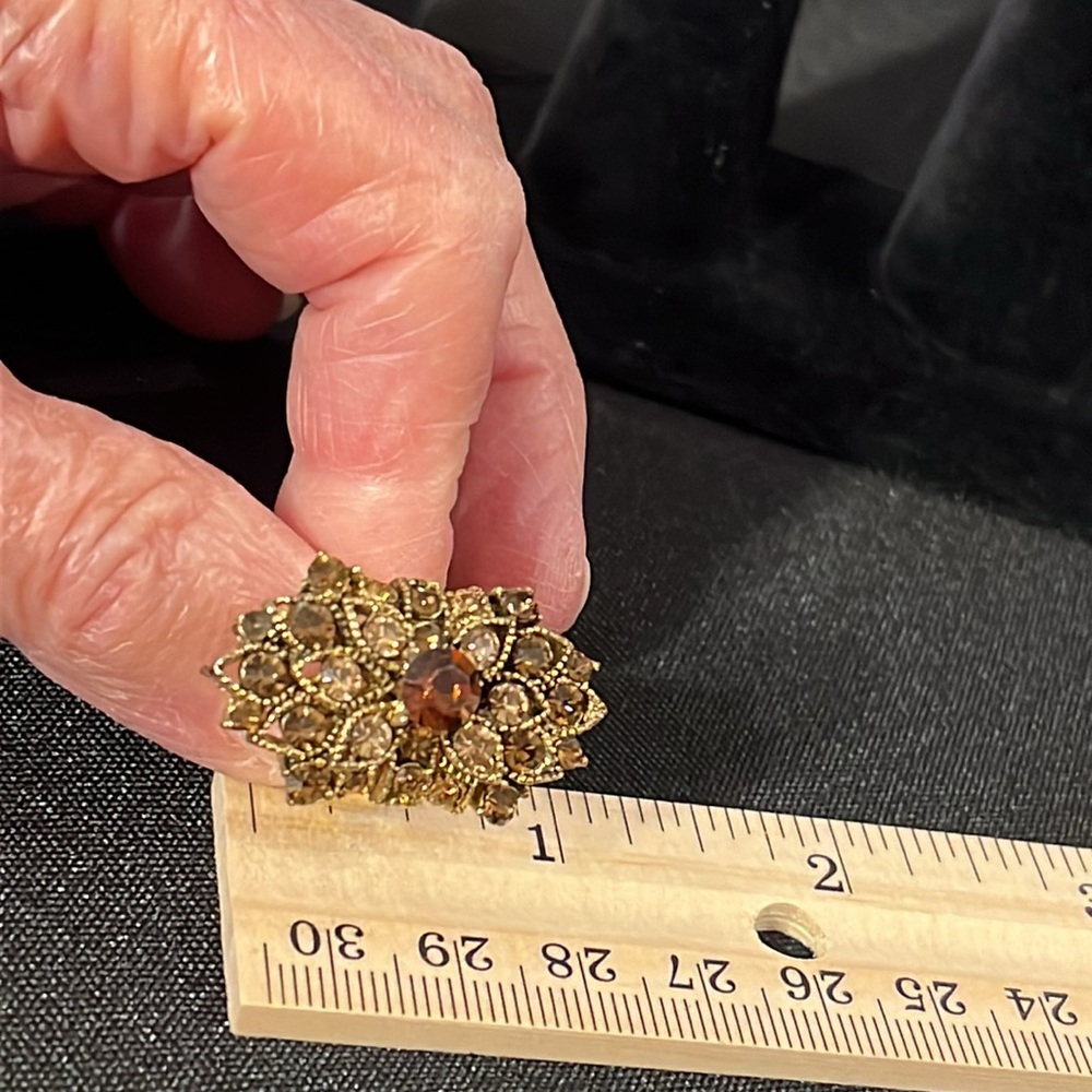 2 New Adjustable Rhinestone Rings. Light Amethyst & Amber & Citrine. - Picture 5 of 10